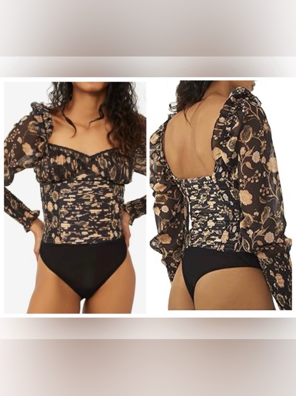 Free People Brunch Date Floral Bodysuit- size Medium